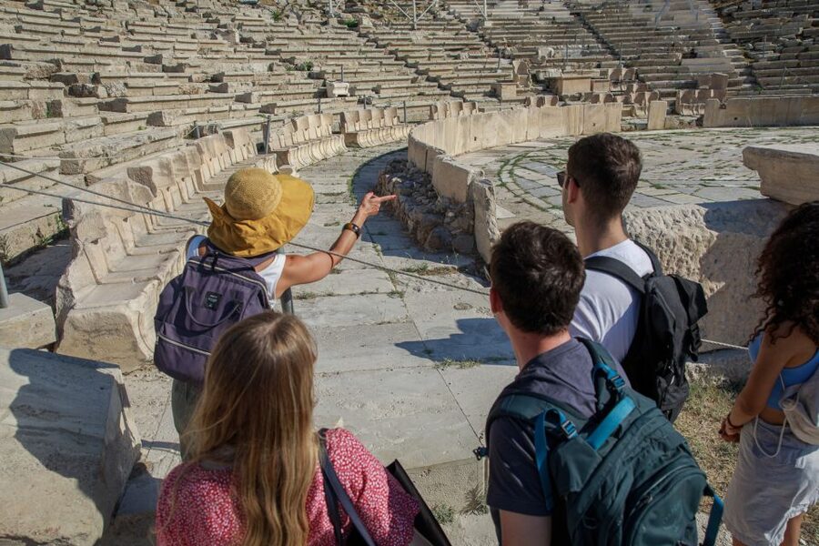 From Cruise Port: Athens City, Acropolis & Acropolis Museum - Walking toward the Acropolis on Dionysiou Areopagitou