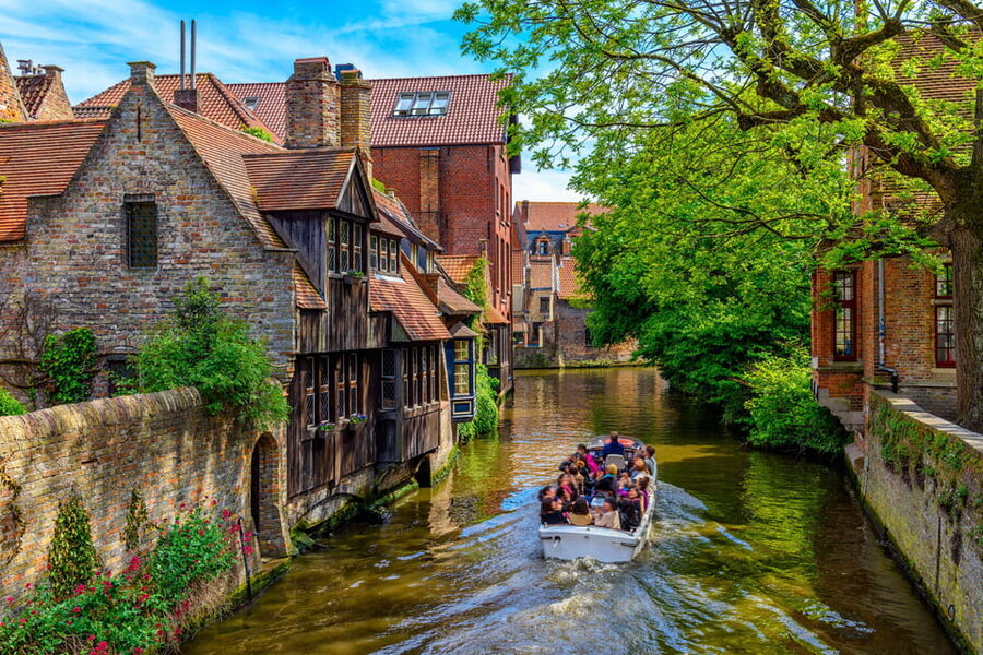 From Zeebrugge: Ghent and Bruges Shore Excursion - Graslei in Bruges: a calmer pocket between the landmarks