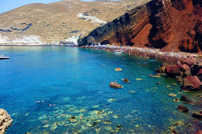 Santorini Shore Excursion in Style- by the Katsipis Family - Perissa Black Sand Beach: where the tour finally relaxes