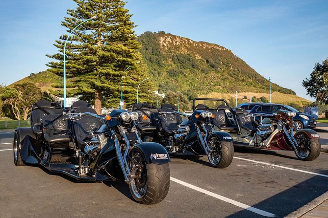 TAURANGA SHORE EXCURSION: Epic 25 min V8 Trike tour of Mt Maunganui & Tauranga - Your ride rules: seatbelts, not helmets, and how that helps