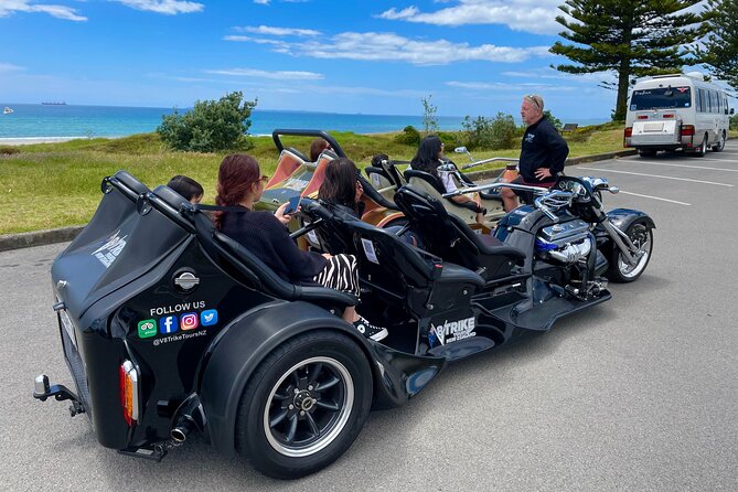 TAURANGA SHORE EXCURSION: Epic 25 min V8 Trike tour of Mt Maunganui & Tauranga - Mt Maunganui Main Beach and Bay Oval: instant scenery, minimal fuss